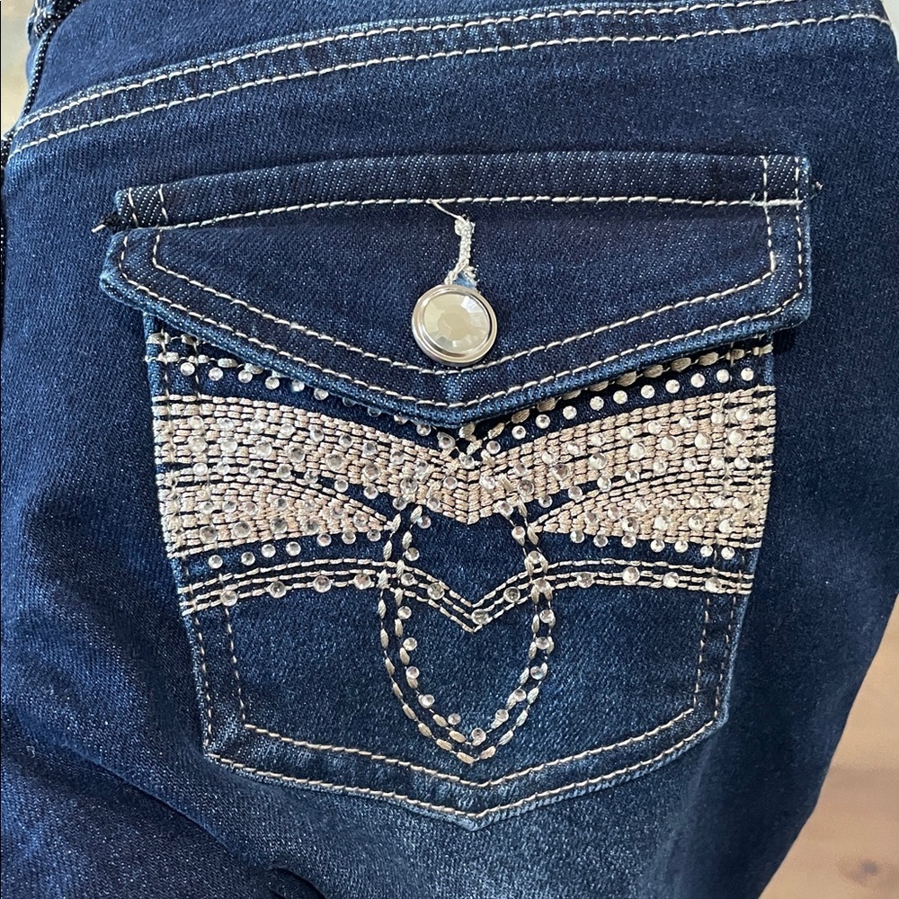 Telepatia Low Rise Boot Cut Jeans Rhinestone Embellished Size 5/27 NWT - Picture 11 of 11